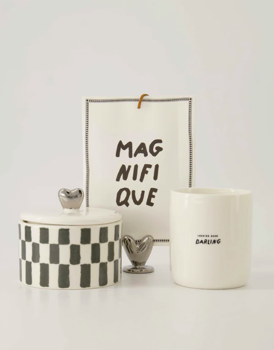 Zusss | Kaartenstandaard keramiek hartje zilver