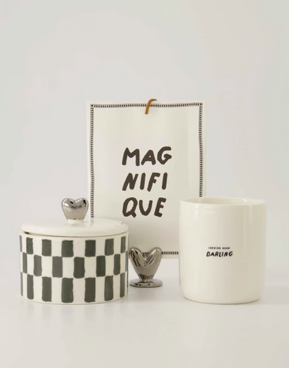 Zusss | Kaartenstandaard keramiek hartje zilver