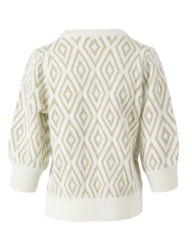 Zusss | Trui met pofmouw lurex nordic jacquard
