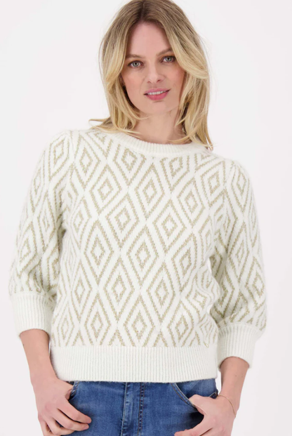 Zusss | Trui met pofmouw lurex nordic jacquard