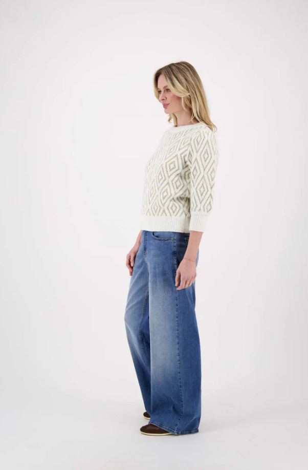 Zusss | Trui met pofmouw lurex nordic jacquard