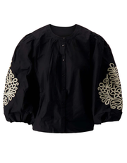 Zusss | Blouse borduur mouwen zwart