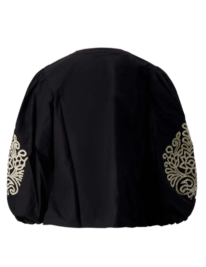 Zusss | Blouse borduur mouwen zwart