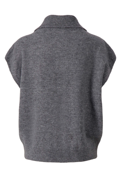 Zusss | Mouwloos vestje rits antracietgrijs