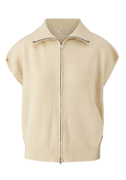 Zusss | Mouwloos vestje rits beige
