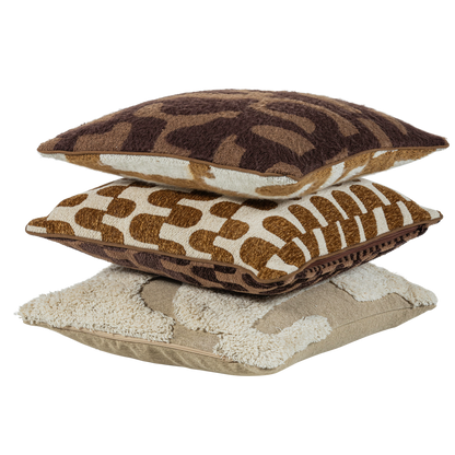 Wood | Fayden Chenille-Kissen-Set, Naturbraun – 3er-Set