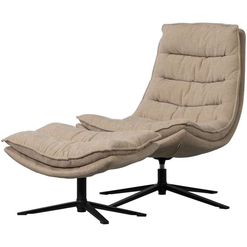 Woood | Kube draaifauteuil met hocker naturel