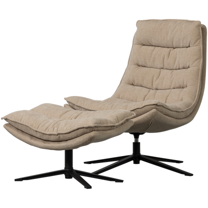 Woood | Kube draaifauteuil met hocker naturel