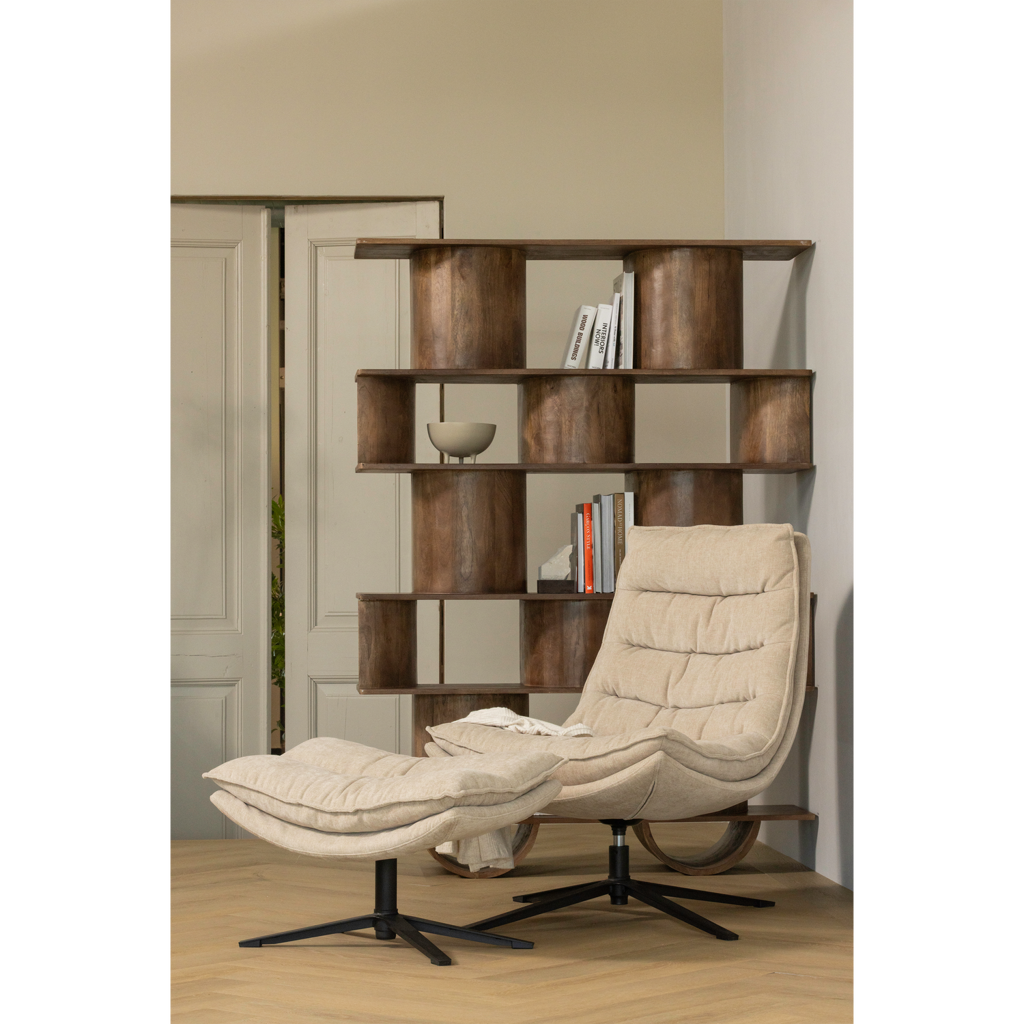 Woood | Kube draaifauteuil met hocker naturel
