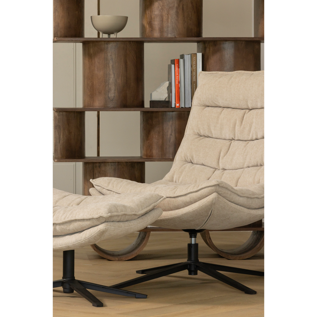 Woood | Kube draaifauteuil met hocker naturel