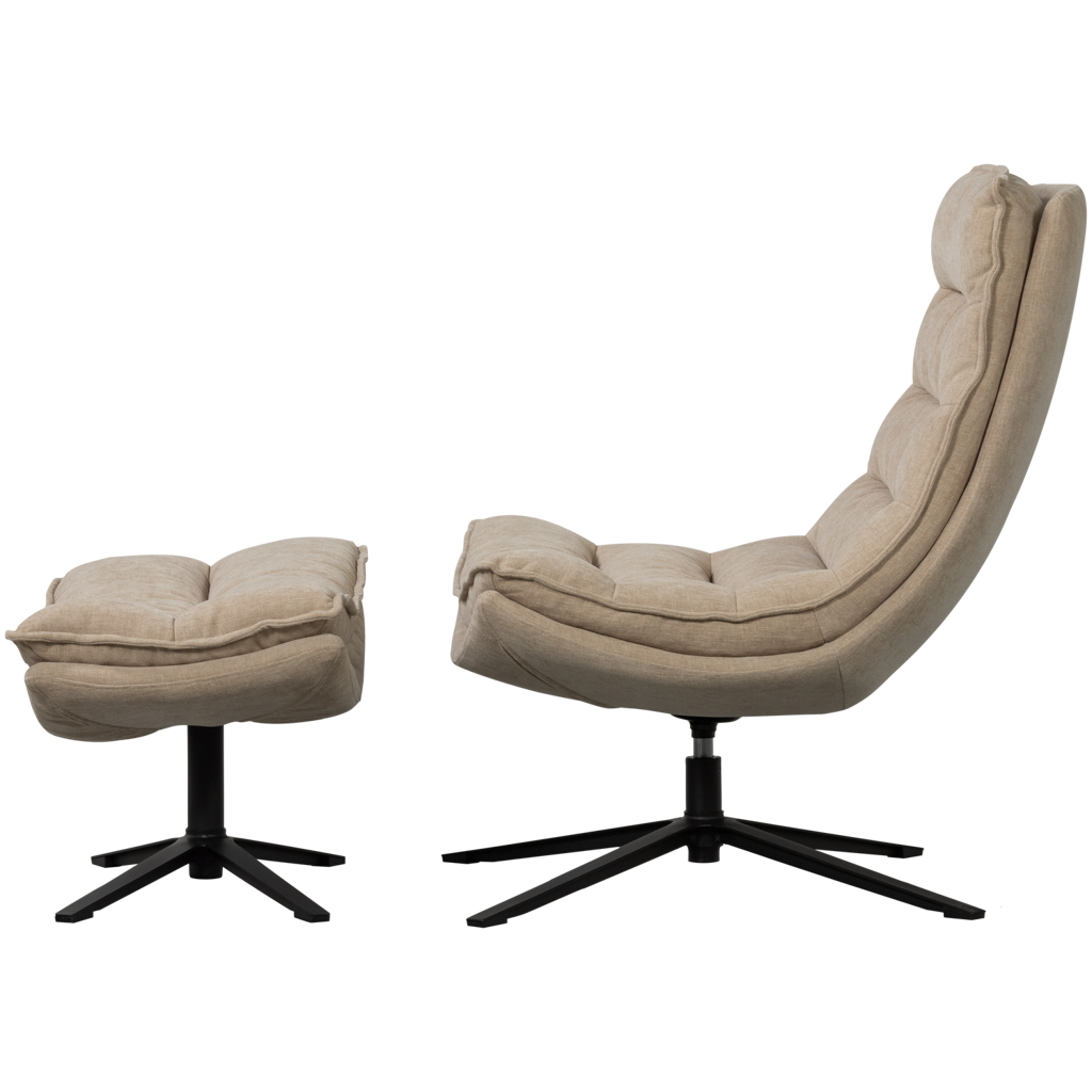 Woood | Kube draaifauteuil met hocker naturel