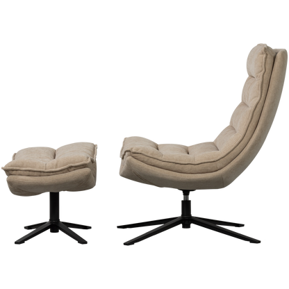 Woood | Kube draaifauteuil met hocker naturel