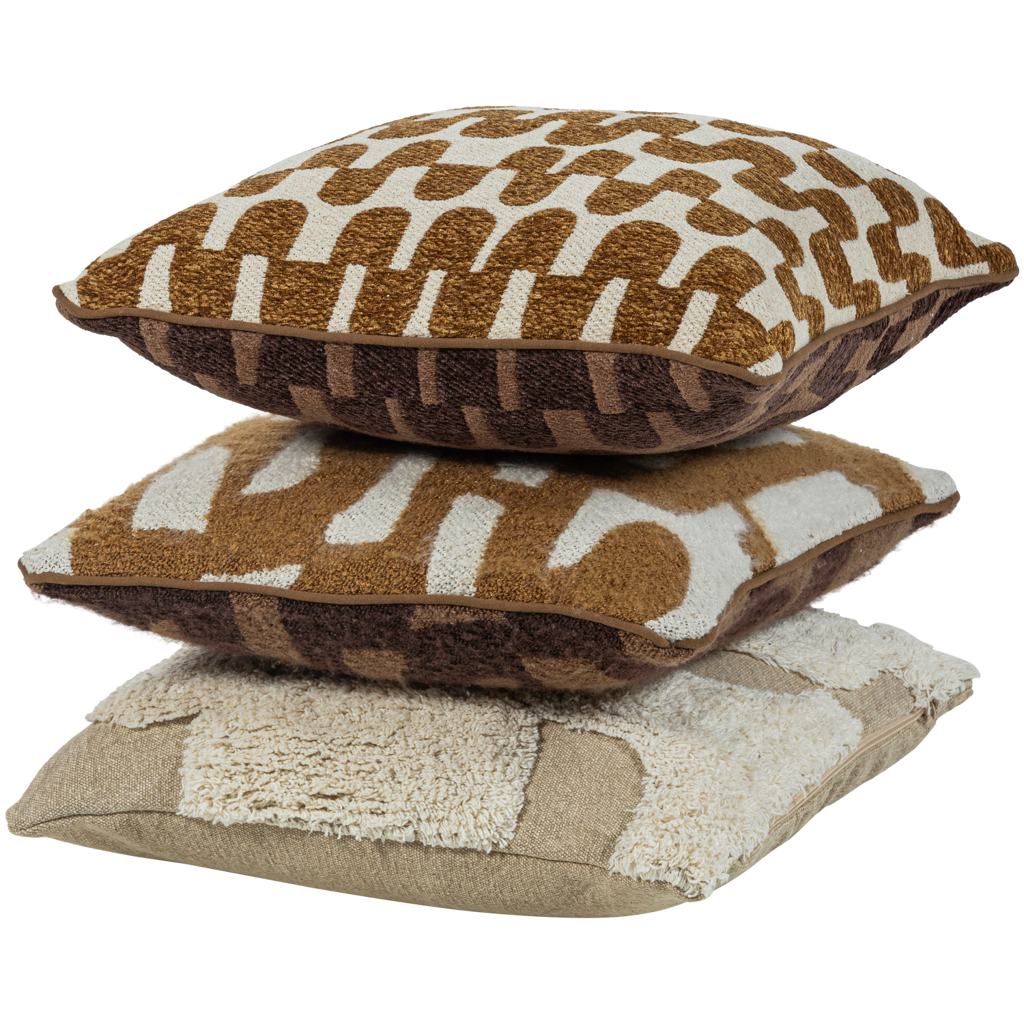 Wood | Fayden Chenille-Kissen-Set, Naturbraun – 3er-Set