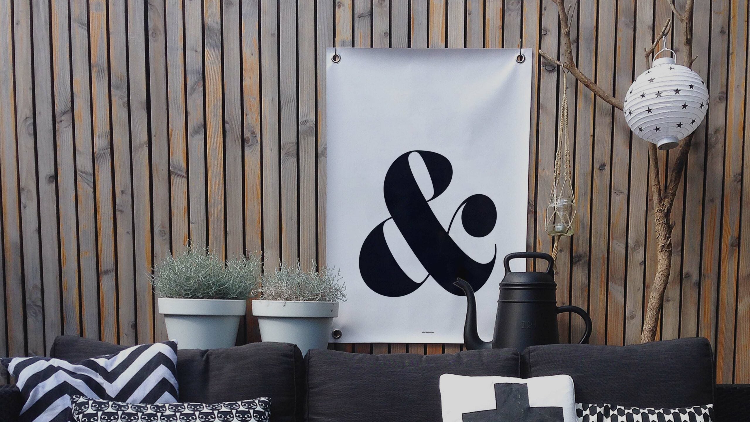 VM | Gartenposter &amp; Schild weiß/schwarz