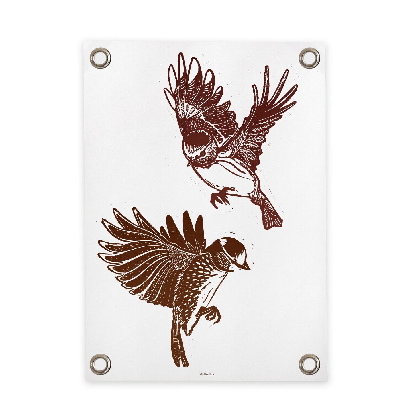 VM | Tuinposter Vogels wit bruin