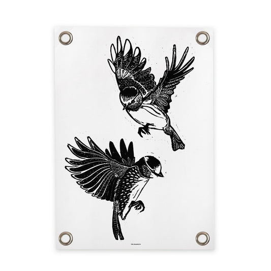 VM | Tuinposter vogels zwart wit