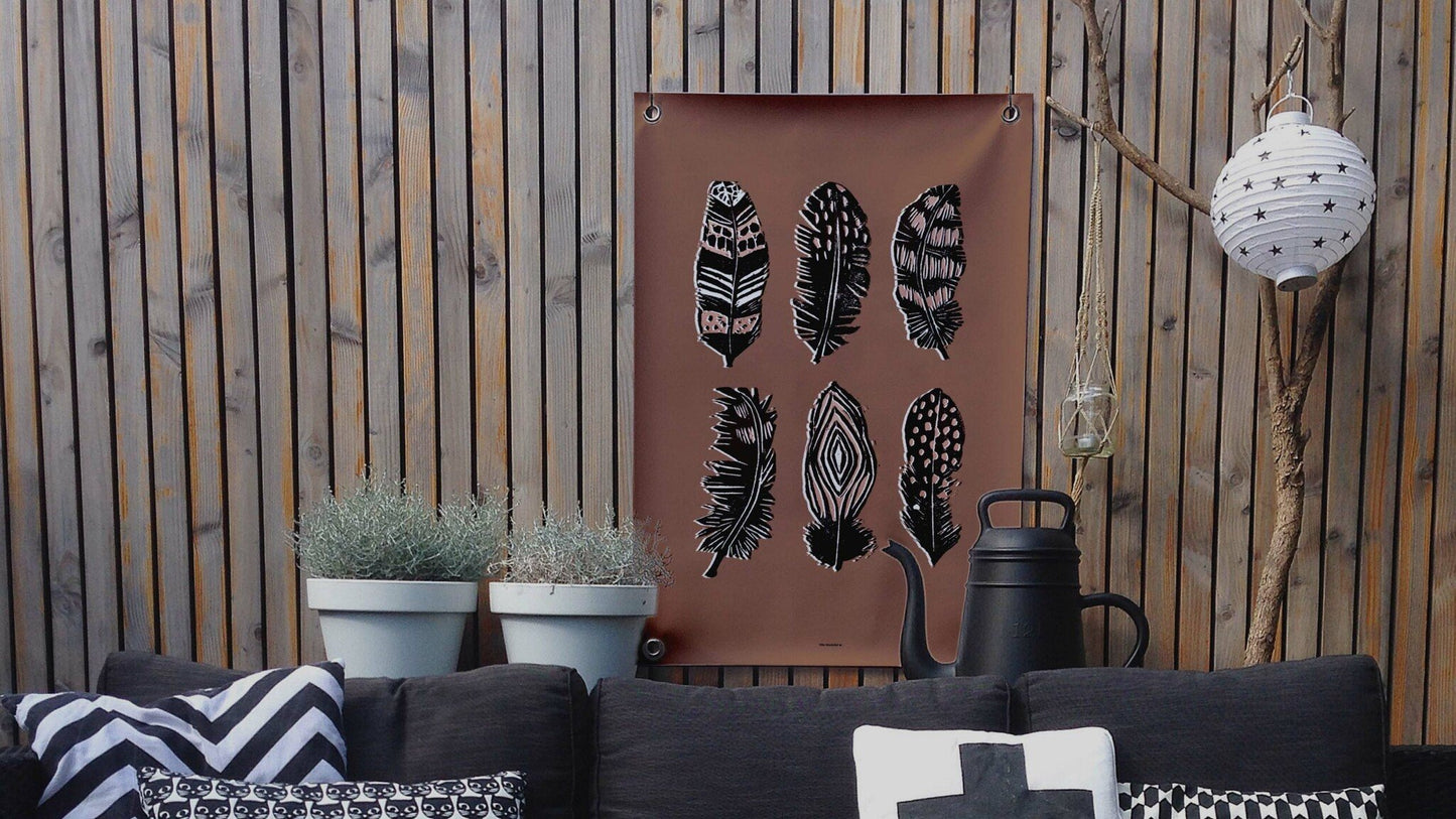 VM | Tuinposter veertjes bruin