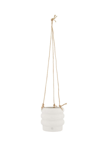 Zusss | Keramieken plantenhanger ribbels wit