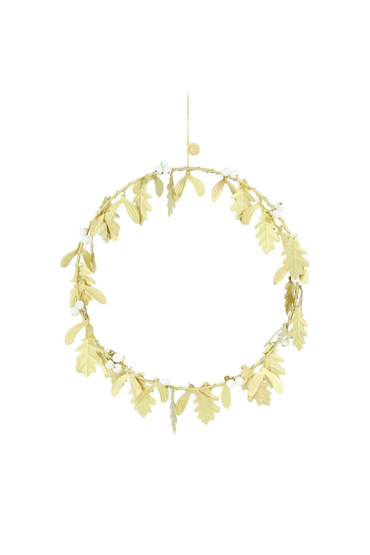 Zusss | Metalen krans met blaadjes d30cm goud