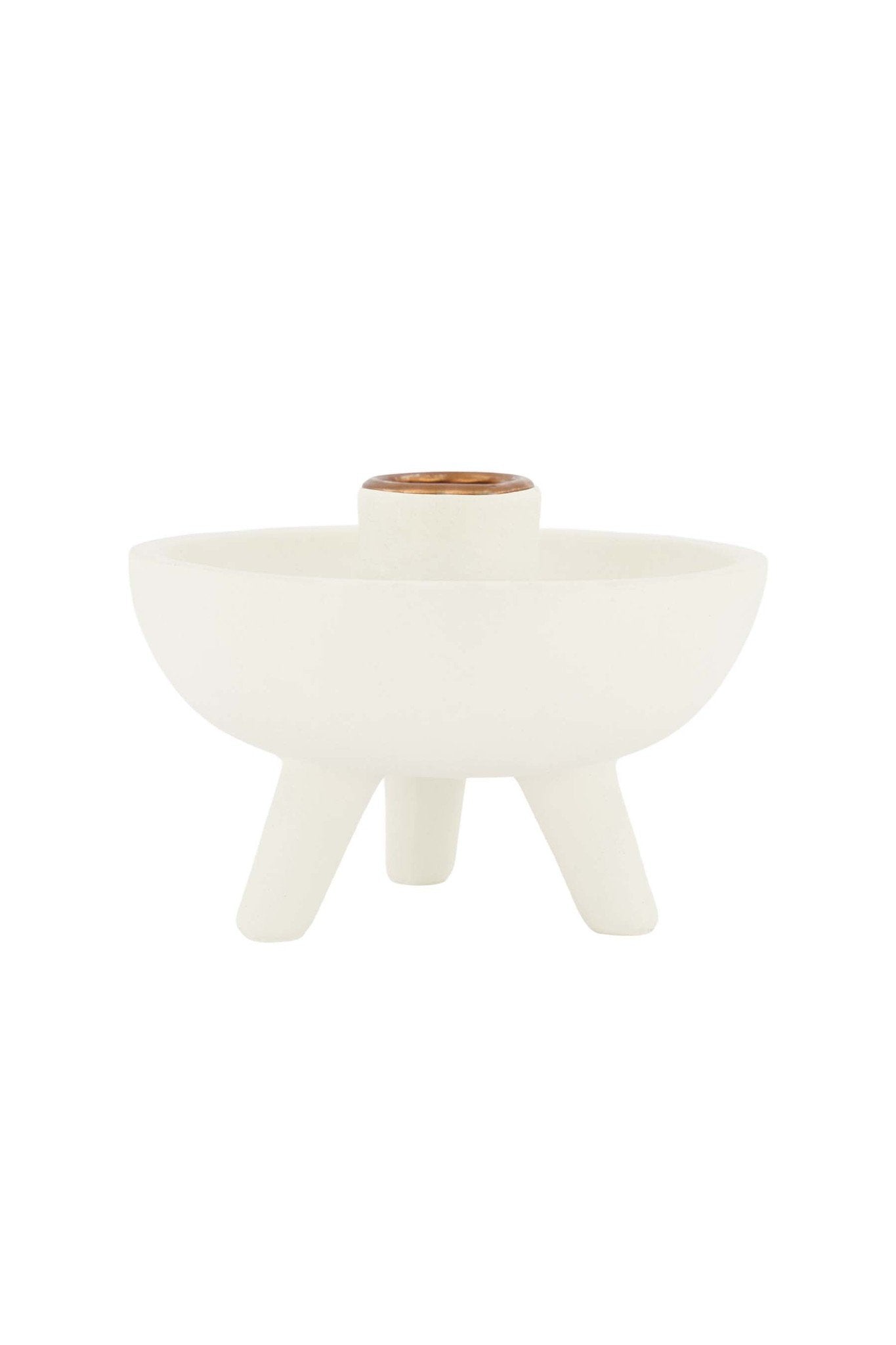 Zusss | Polystone kandelaar op pootjes off white