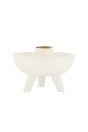 Zusss | Polystone kandelaar op pootjes off white