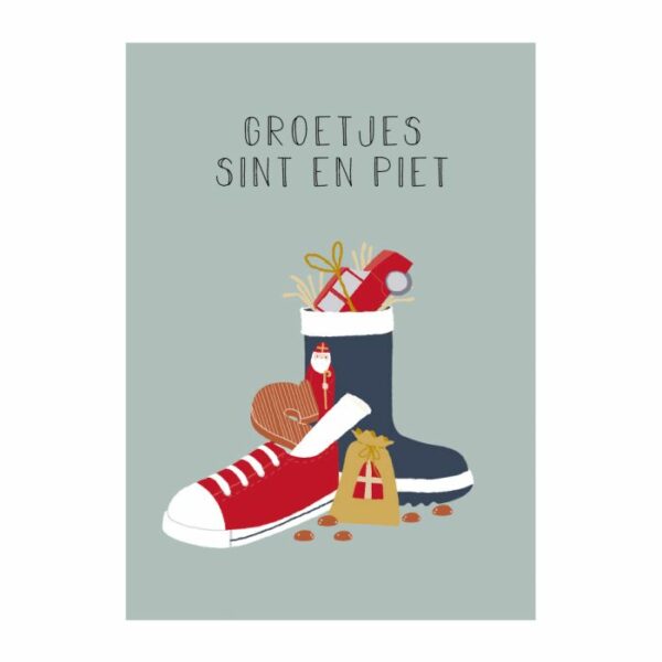 Sinterklaas ansichtkaart schoen