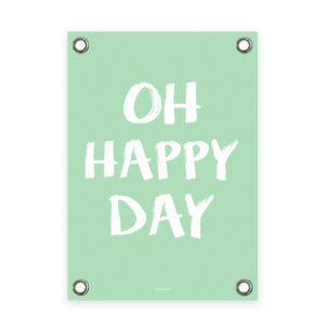 Tuin poster groen wit happy day